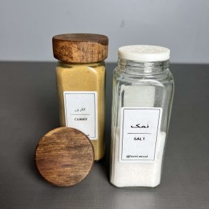 شیشه مکارتی سر نمکپاشی با در چوبی گردویی